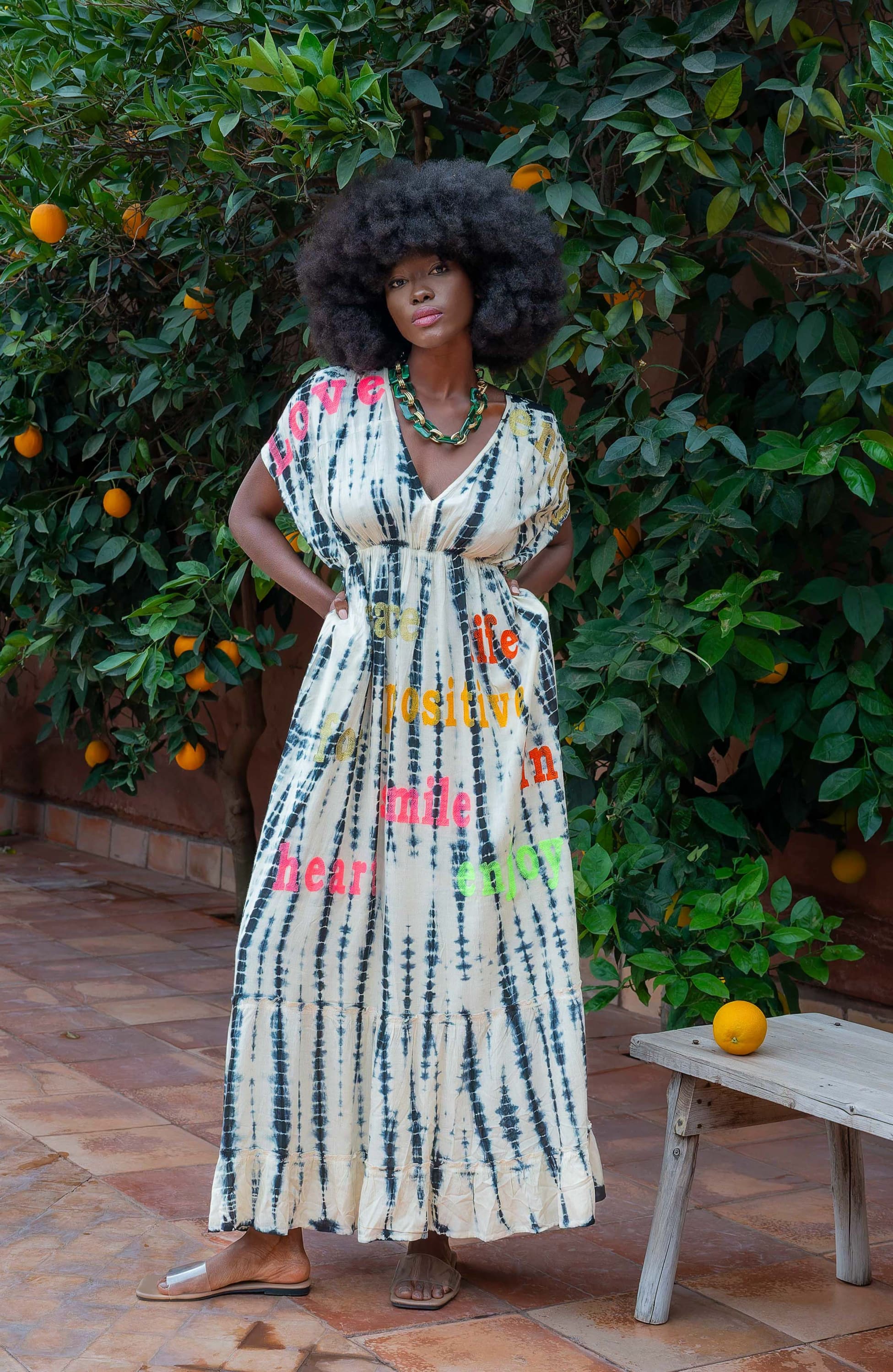 Robe Chic Robe Longue Temps Des Cerises Tie Dye Femme Robe Longue