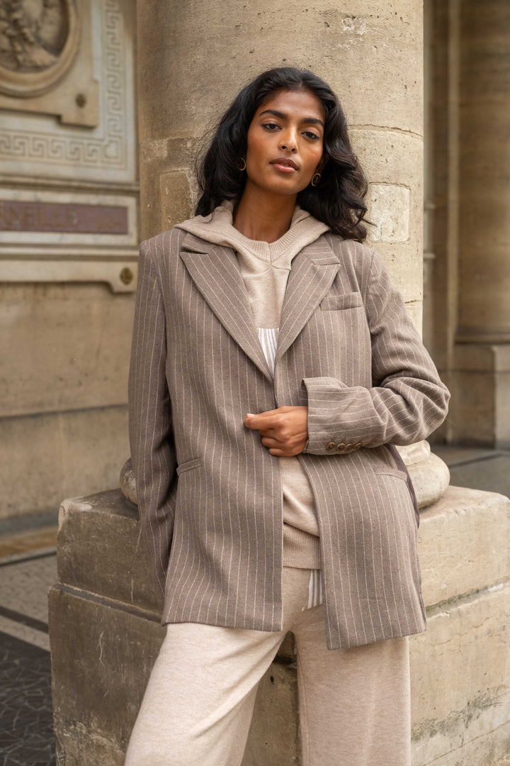 Blazer bi-matière à rayures Gina - vestes