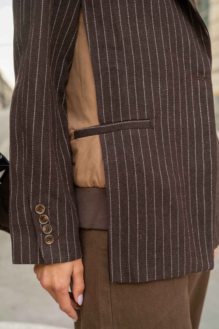 Blazer bi-matière à rayures Gina - vestes