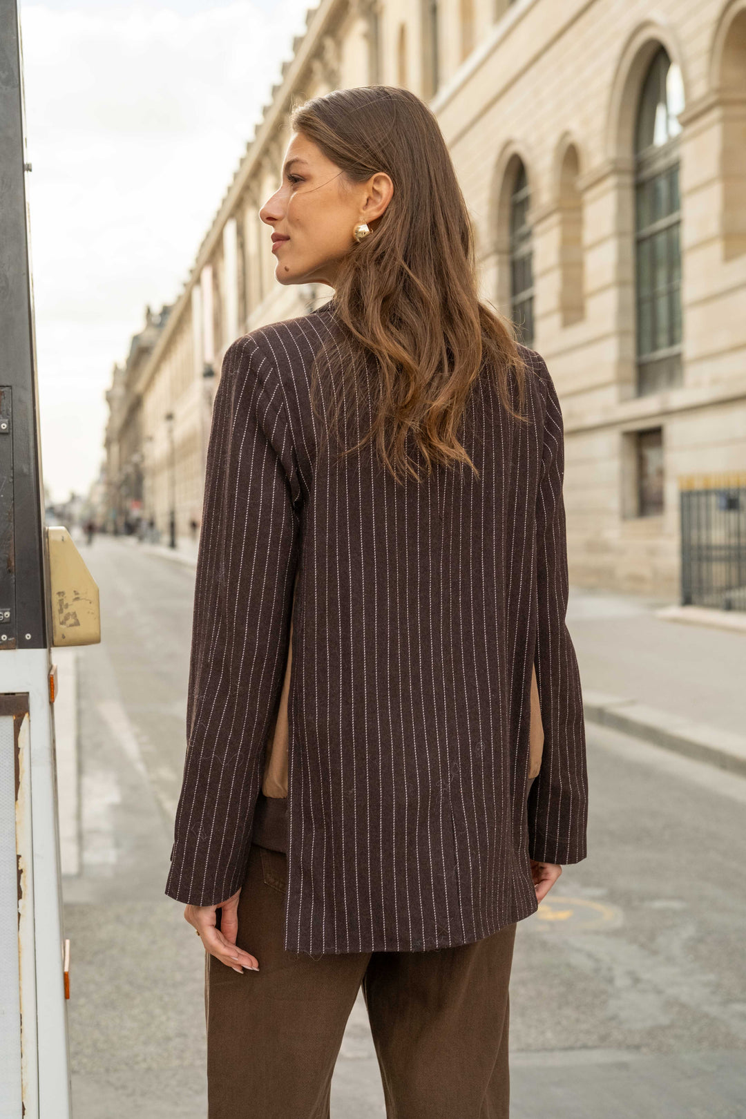 Blazer bi-matière à rayures Gina - vestes