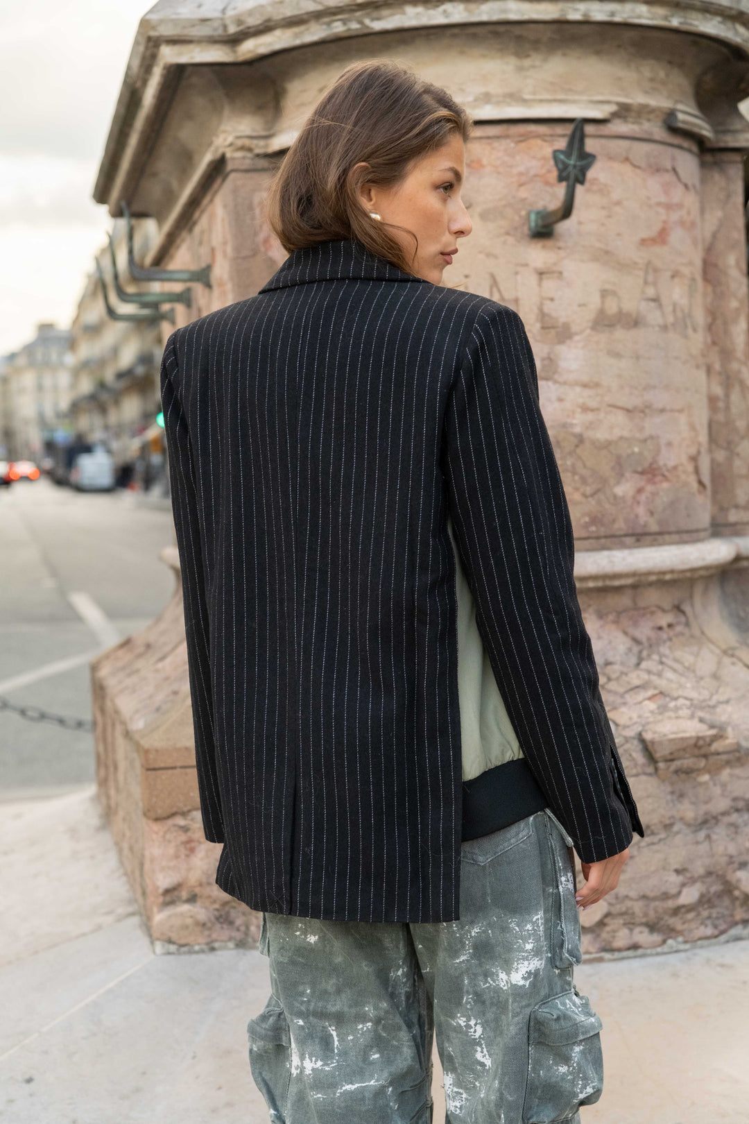 Blazer bi-matière à rayures Gina - vestes