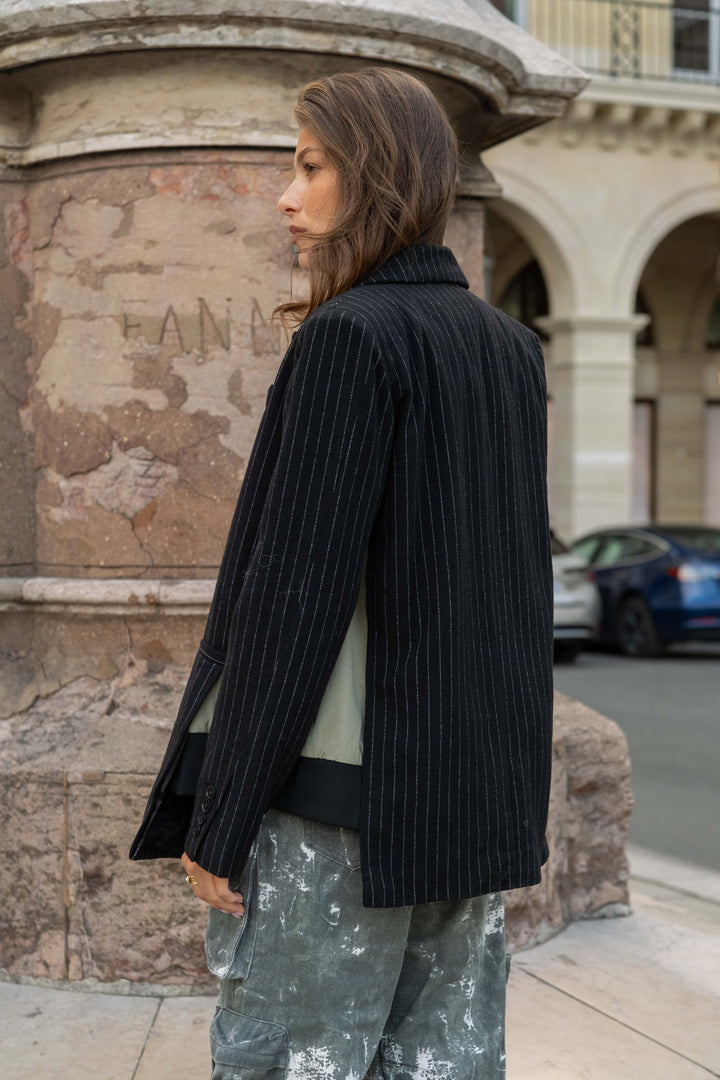 Blazer bi-matière à rayures Gina - vestes