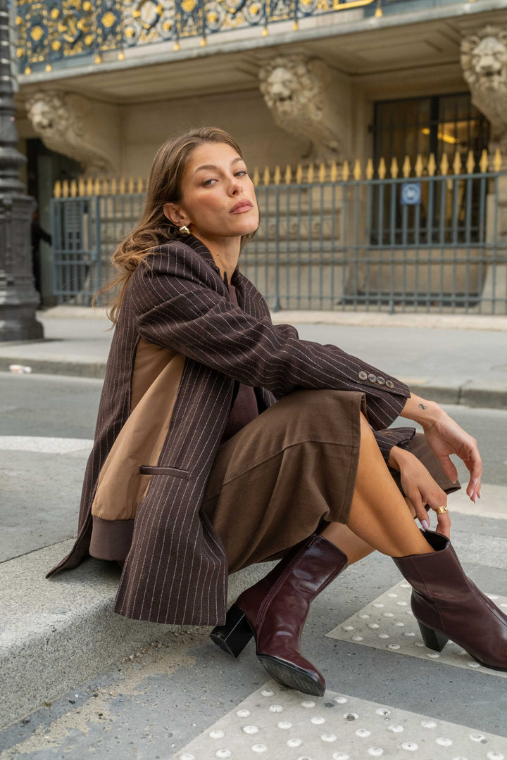 Blazer bi-matière à rayures Gina - vestes