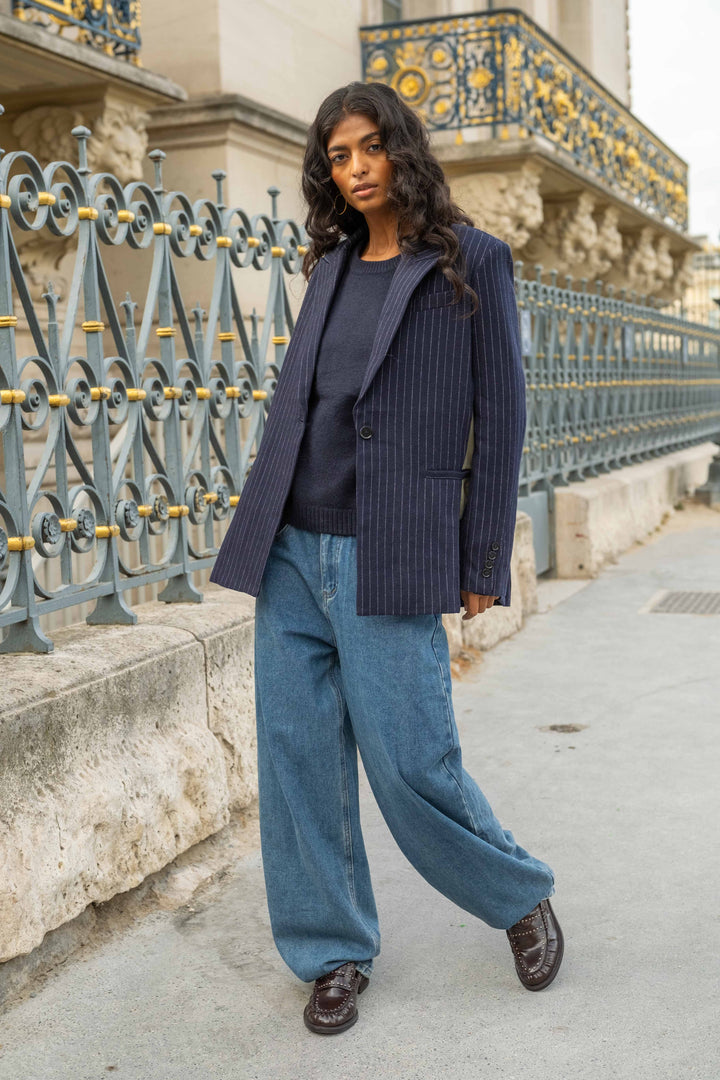 Blazer bi-matière à rayures Gina - vestes