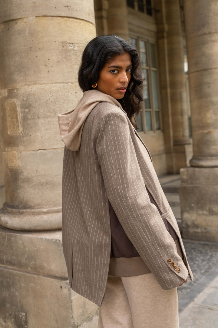 Blazer bi-matière à rayures Gina - vestes
