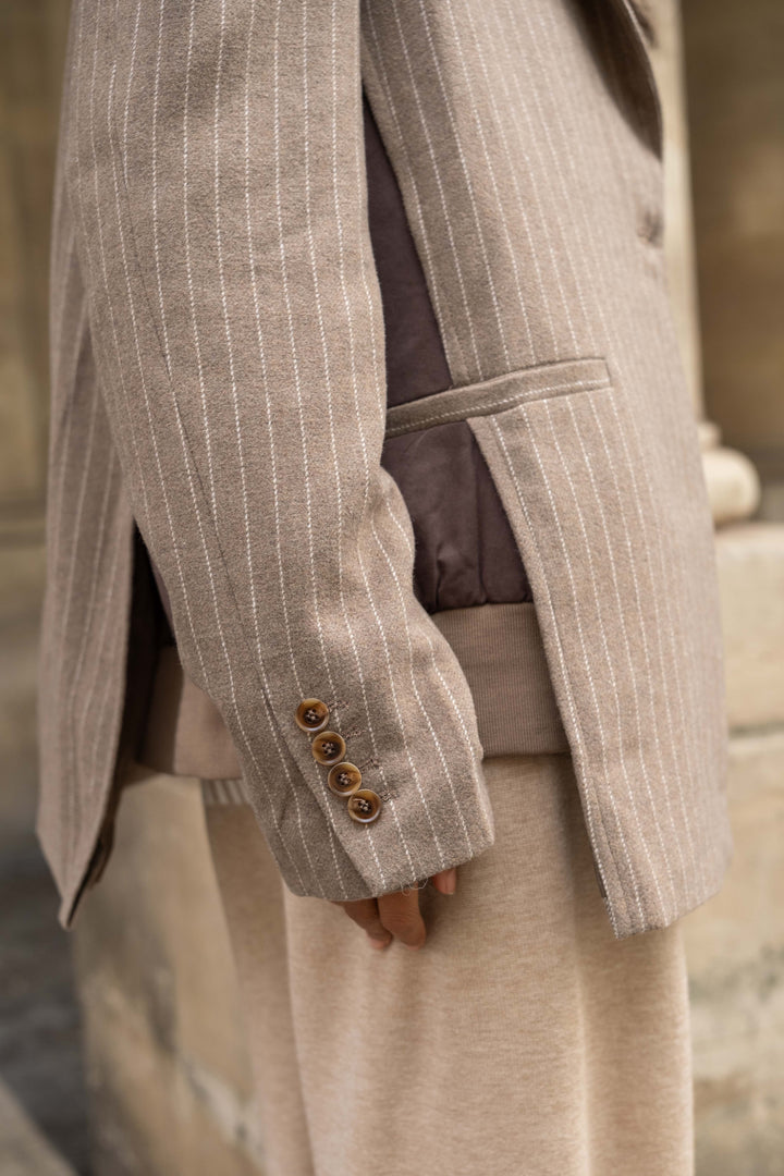 Blazer bi-matière à rayures Gina - vestes