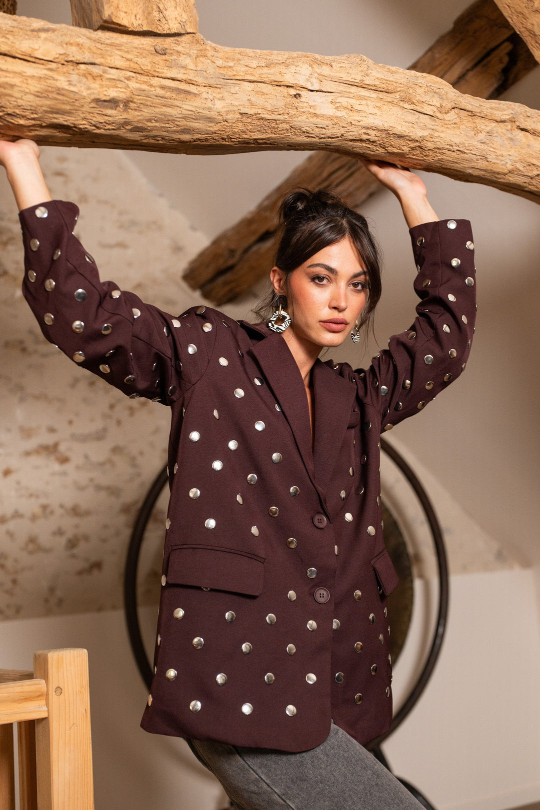 Blazer oversize à clous métalliques Dea Manteaux et vestes