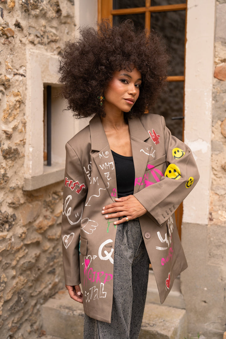 Blazer oversize graffitis Michelle - Manteaux et vestes