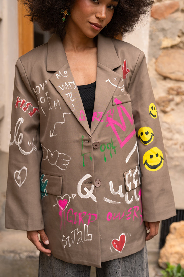 Blazer oversize graffitis Michelle - Manteaux et vestes