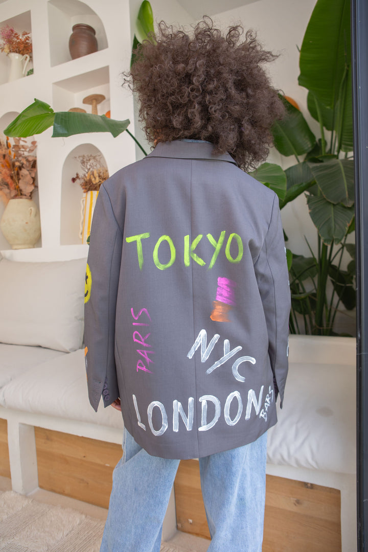 Blazer oversize graffitis Miya Manteaux et vestes
