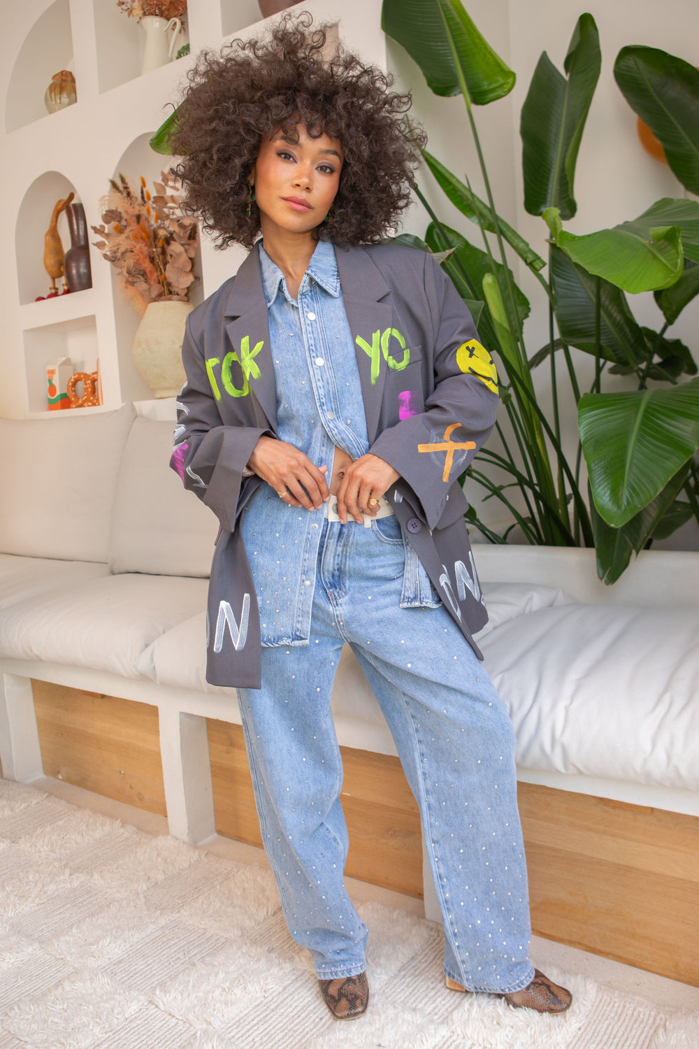 Blazer oversize graffitis Miya Manteaux et vestes