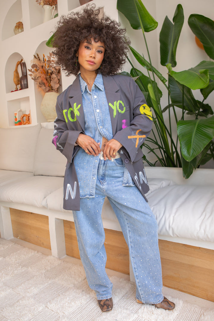 Blazer oversize graffitis Miya Manteaux et vestes