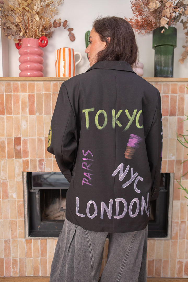 Blazer oversize graffitis Miya Manteaux et vestes