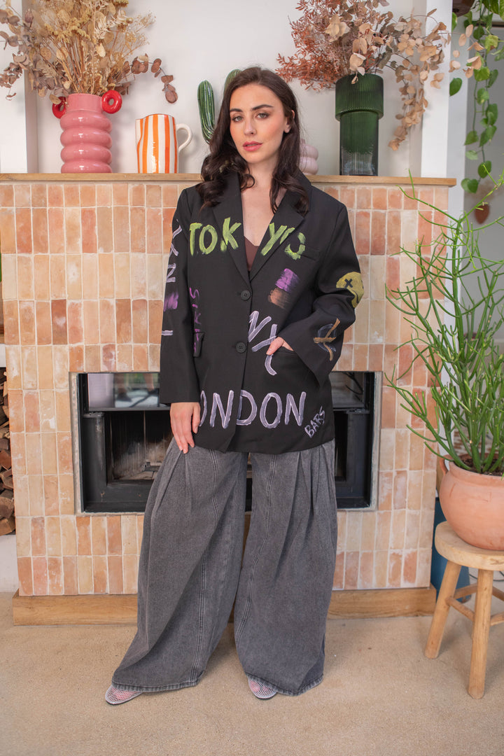 Blazer oversize graffitis Miya Manteaux et vestes