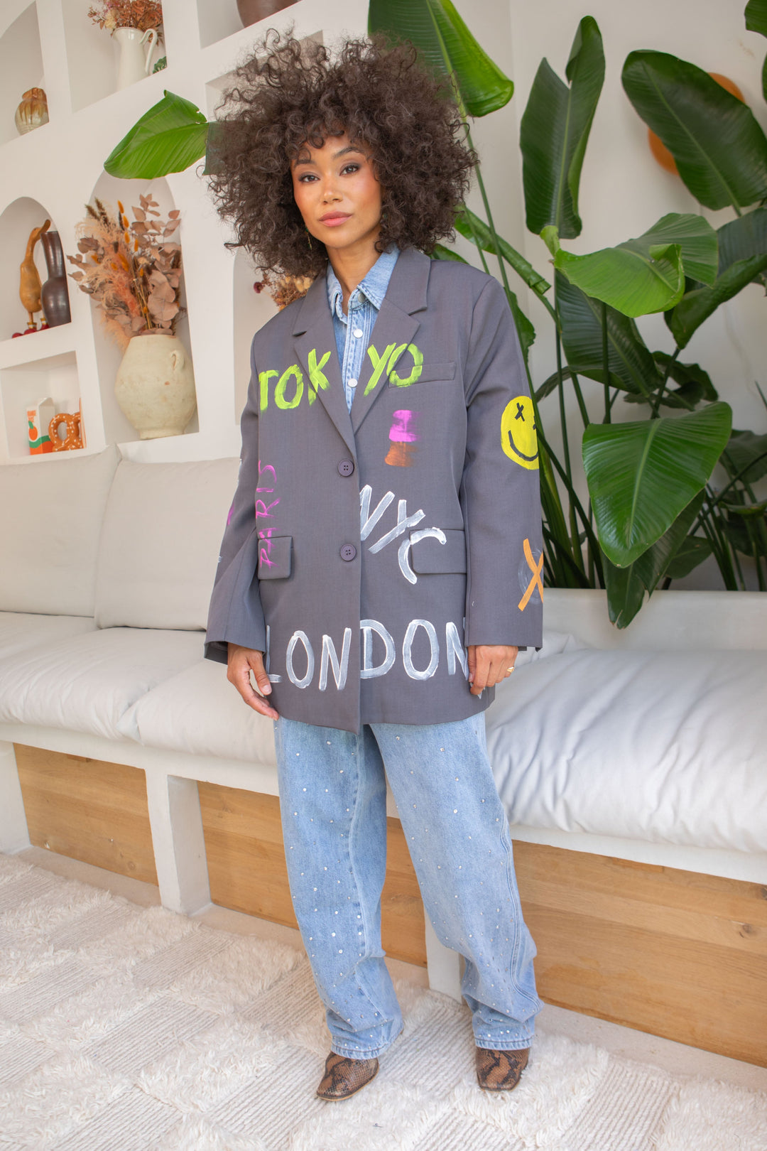 Blazer oversize graffitis Miya Manteaux et vestes