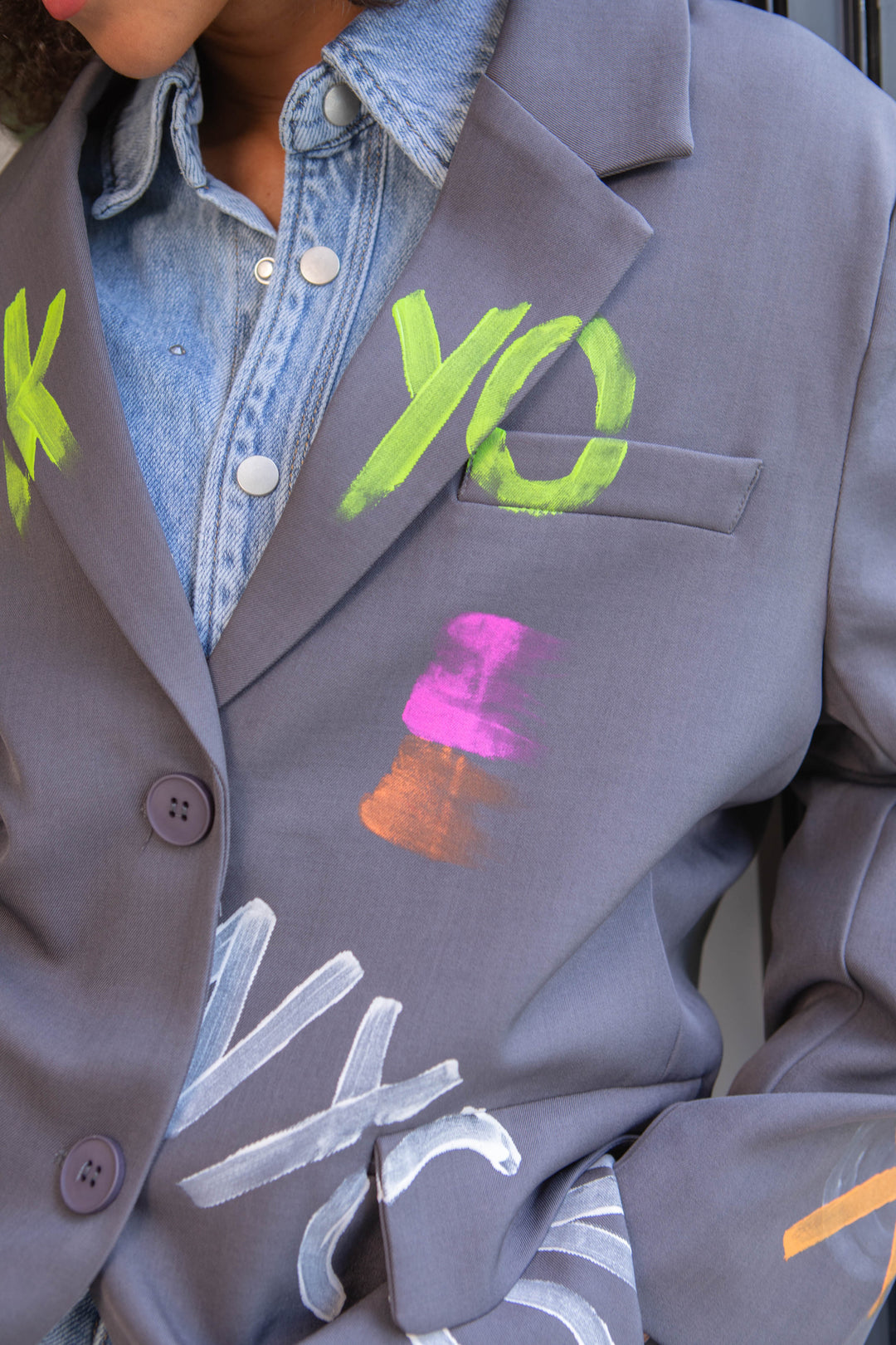 Blazer oversize graffitis Miya Manteaux et vestes