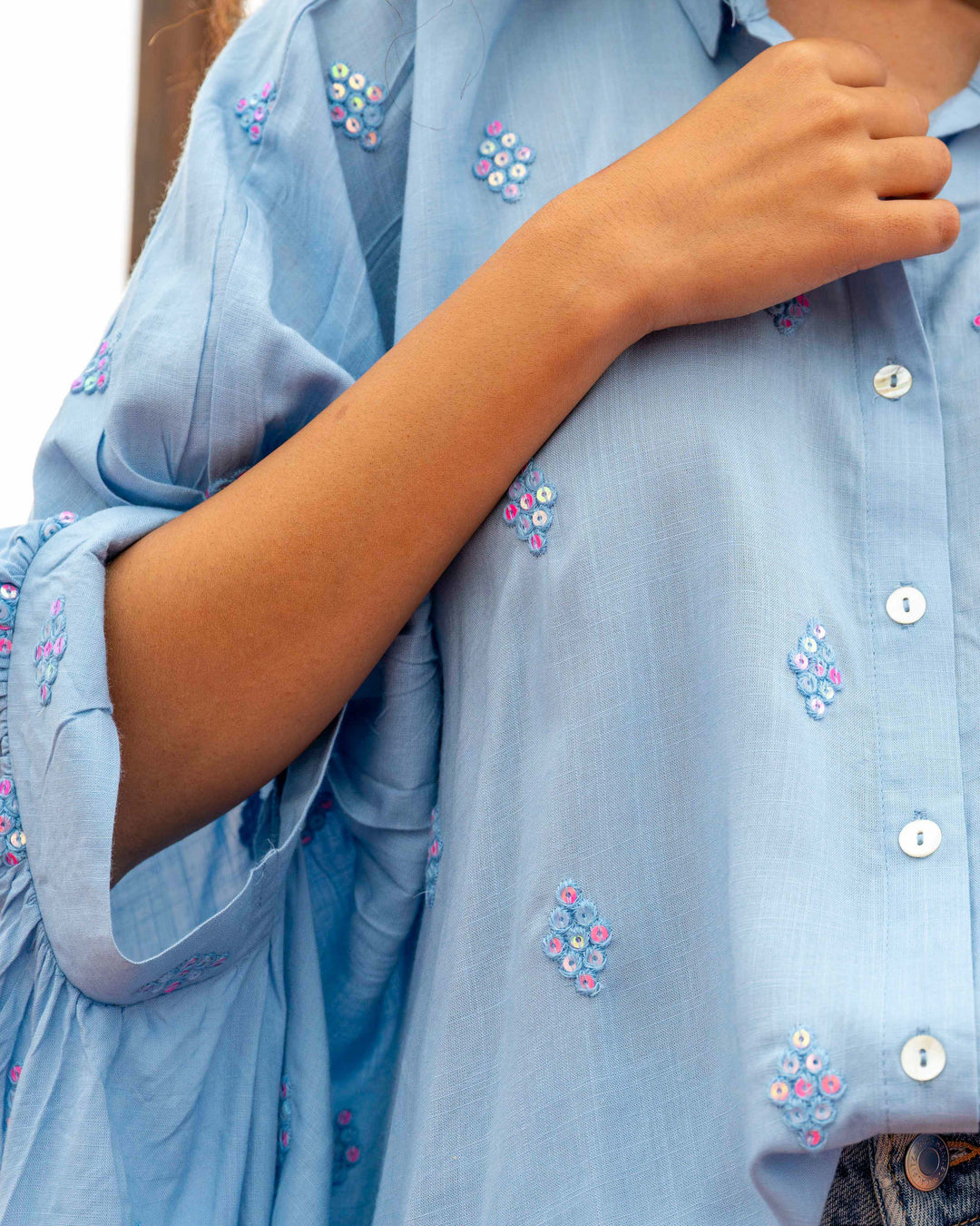 Blouse Ample Boutonnée à Sequins Nisole - Taille unique: 36