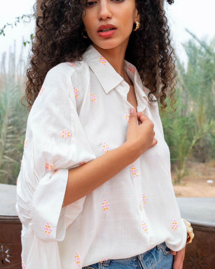Blouse Ample Boutonnée à Sequins Nisole - Taille unique: 36