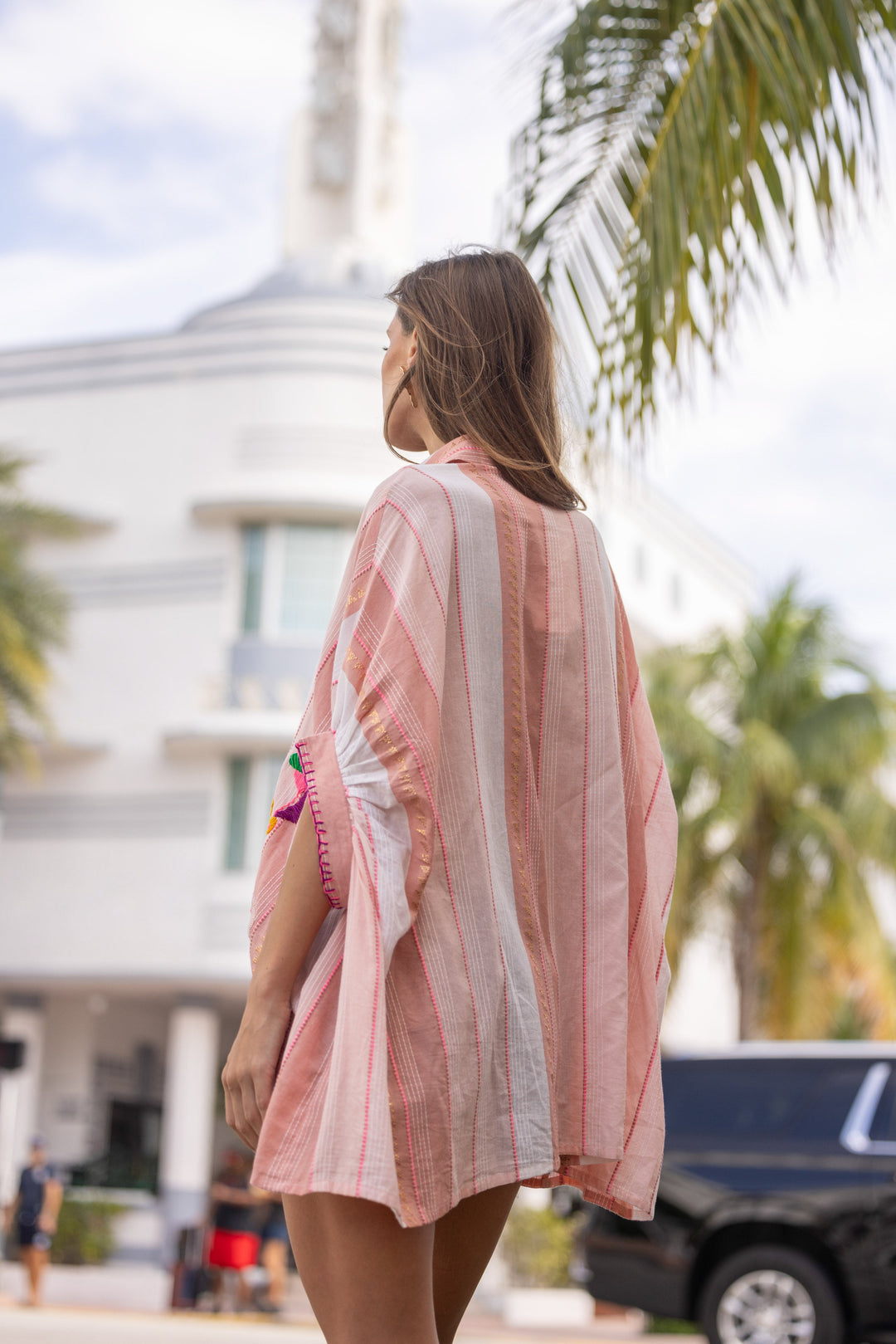 Blouse Ample Brodée Sepya - Taille unique: 36 au 48 / Rose