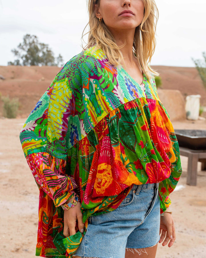 Blouse Ample Col V Topaze - Taille unique 38 - 44 / 13