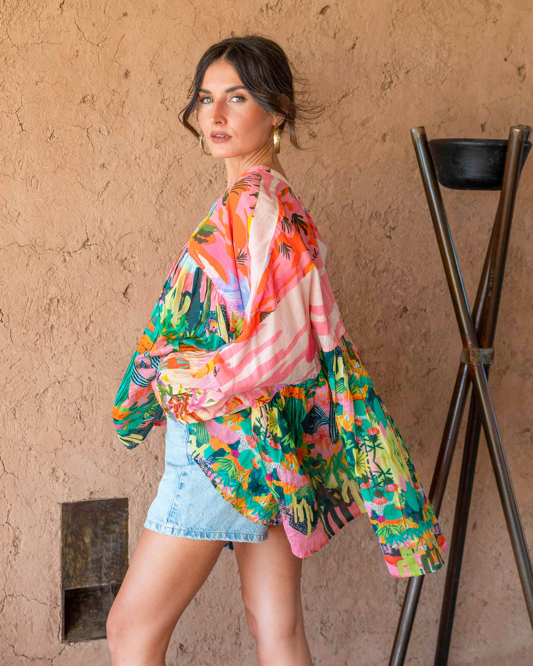 Blouse Ample Col V Topaze - Taille unique 38 - 44 / 16