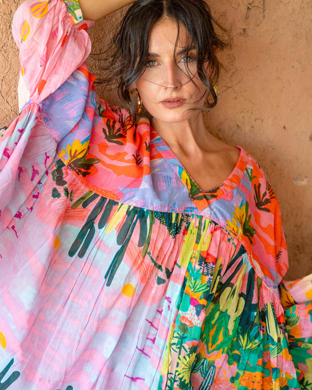 Blouse Ample Col V Topaze - Taille unique 38 - 44 / 16
