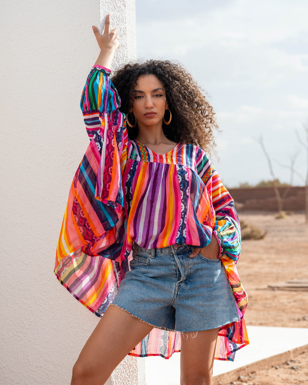 Blouse Ample Col V Topaze - Taille unique 38 - 44 / 18