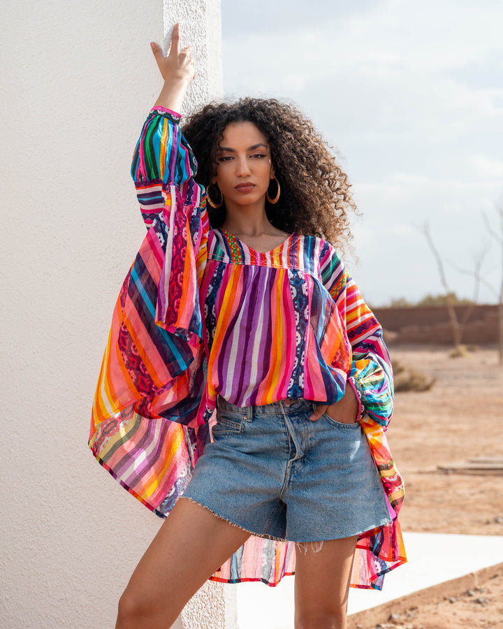 Blouse Ample Col V Topaze - Taille unique 38 - 44 / 18