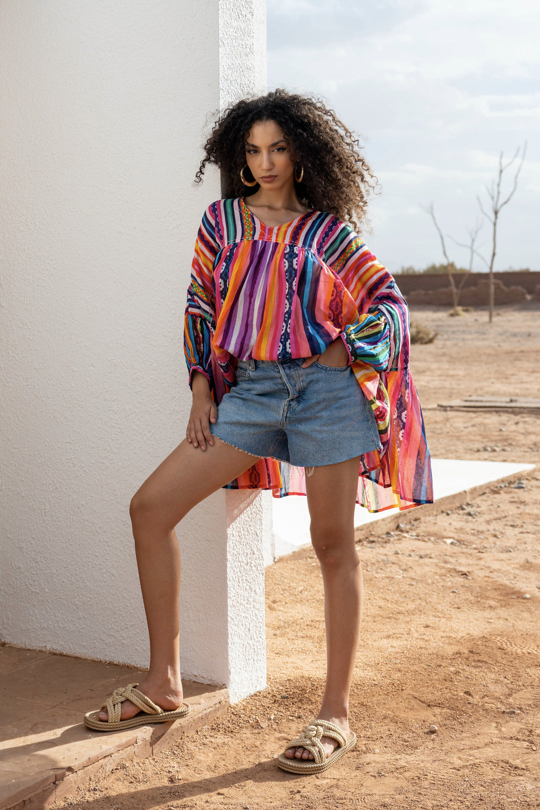 Blouse Ample Col V Topaze - Taille unique 38 - 44 / 18