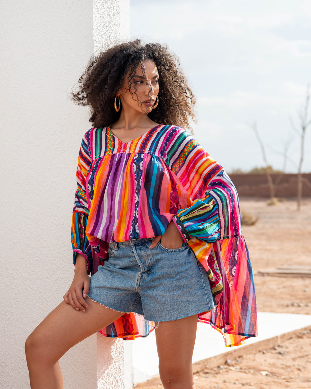 Blouse Ample Col V Topaze - Taille unique 38 - 44 / 18