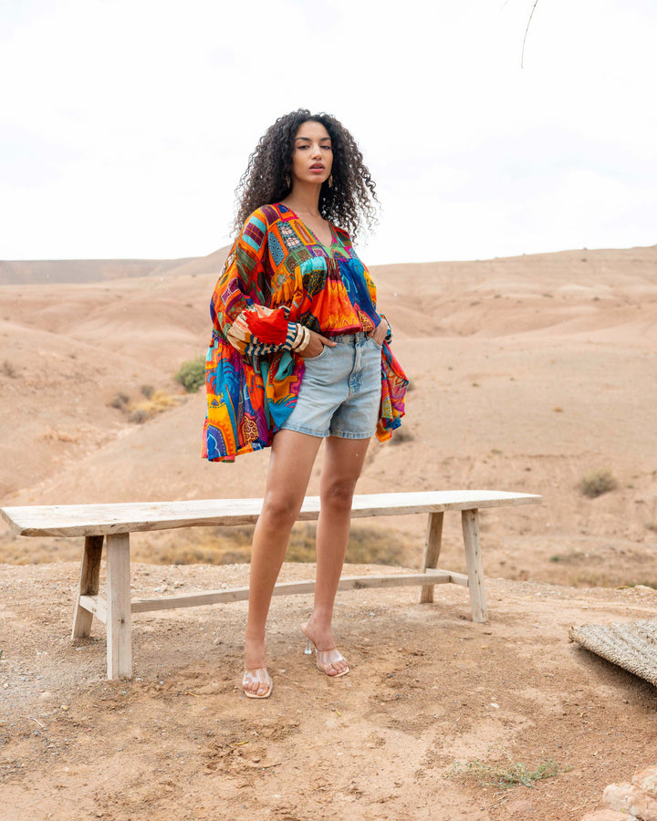 Blouse Ample Col V Topaze - Taille unique 38 - 44 / 19