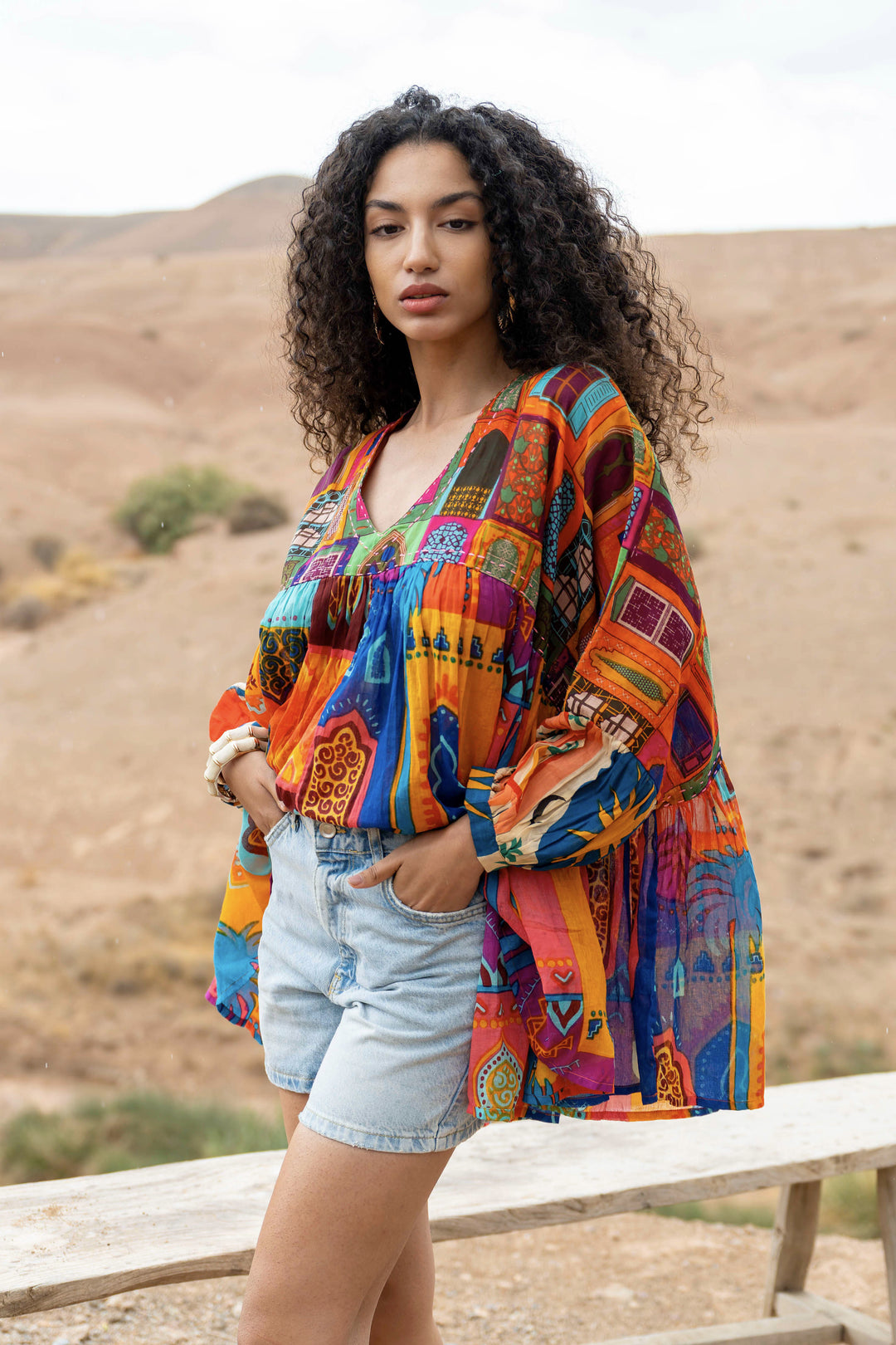 Blouse Ample Col V Topaze - Taille unique 38 - 44 / 19