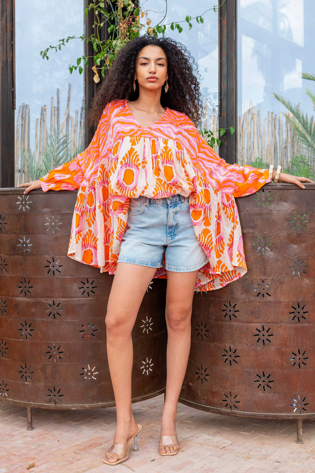 Blouse Ample Col V Topaze - Taille unique 38 - 44 / 22