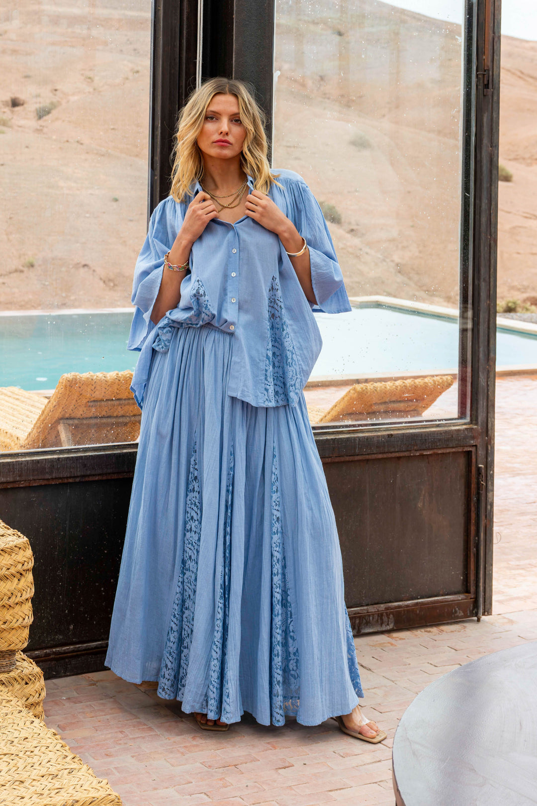 Blouse Ample Détails Dentelle Nana - Taille unique 36-48