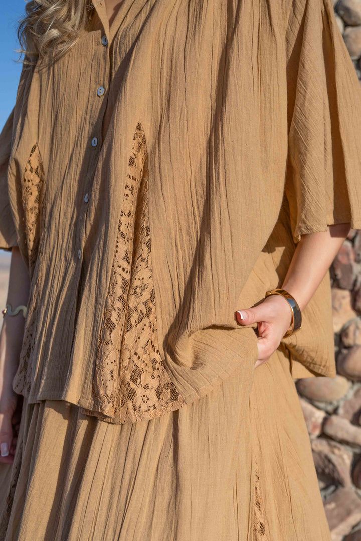 Blouse Ample Détails Dentelle Nana - Taille unique 36-48