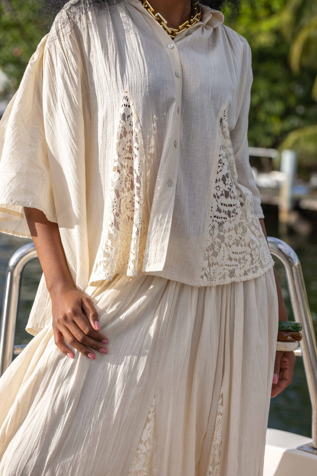 Blouse Ample Détails Dentelle Nana - Taille unique 36-48