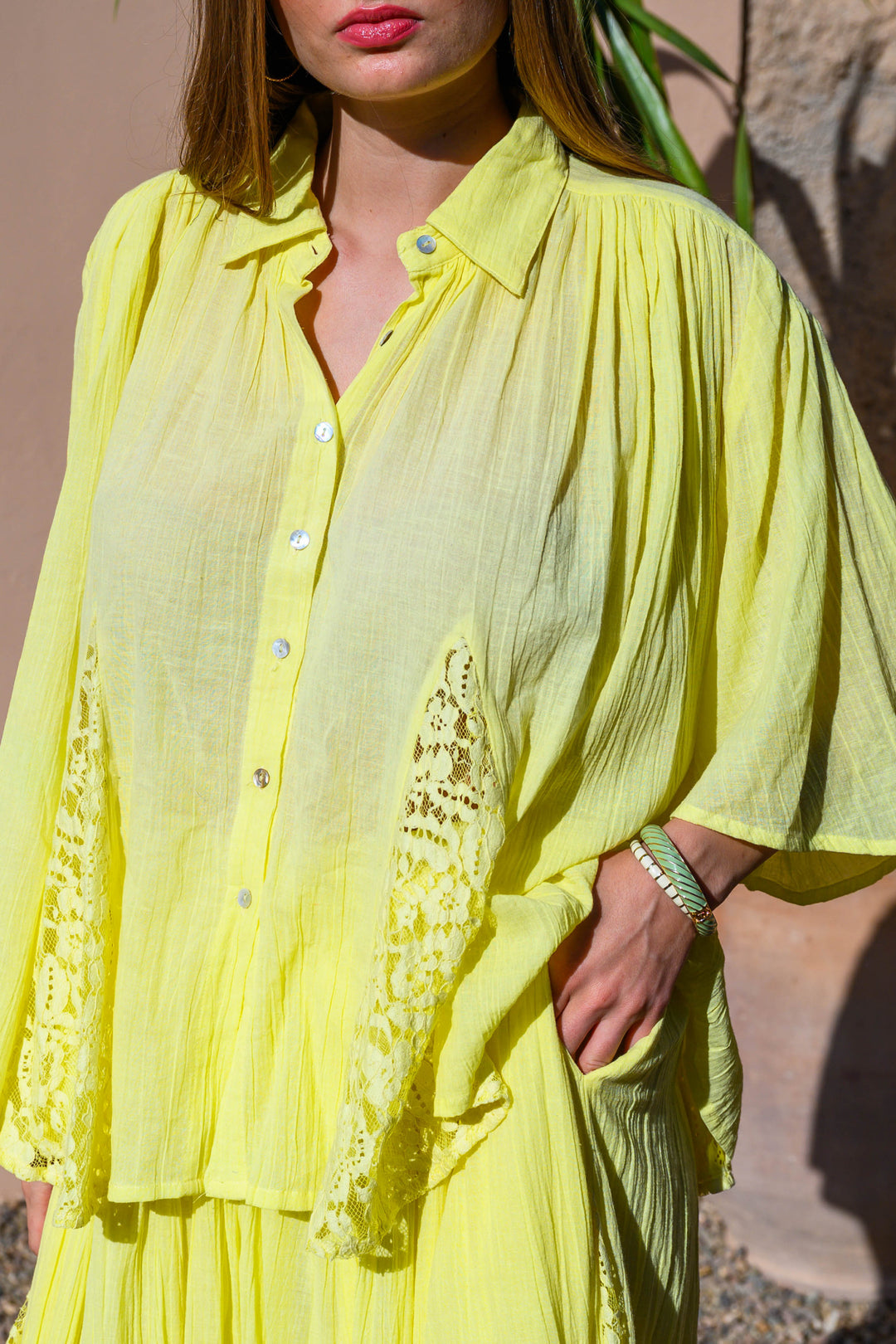 Blouse Ample Détails Dentelle Nana - Taille unique 36-48