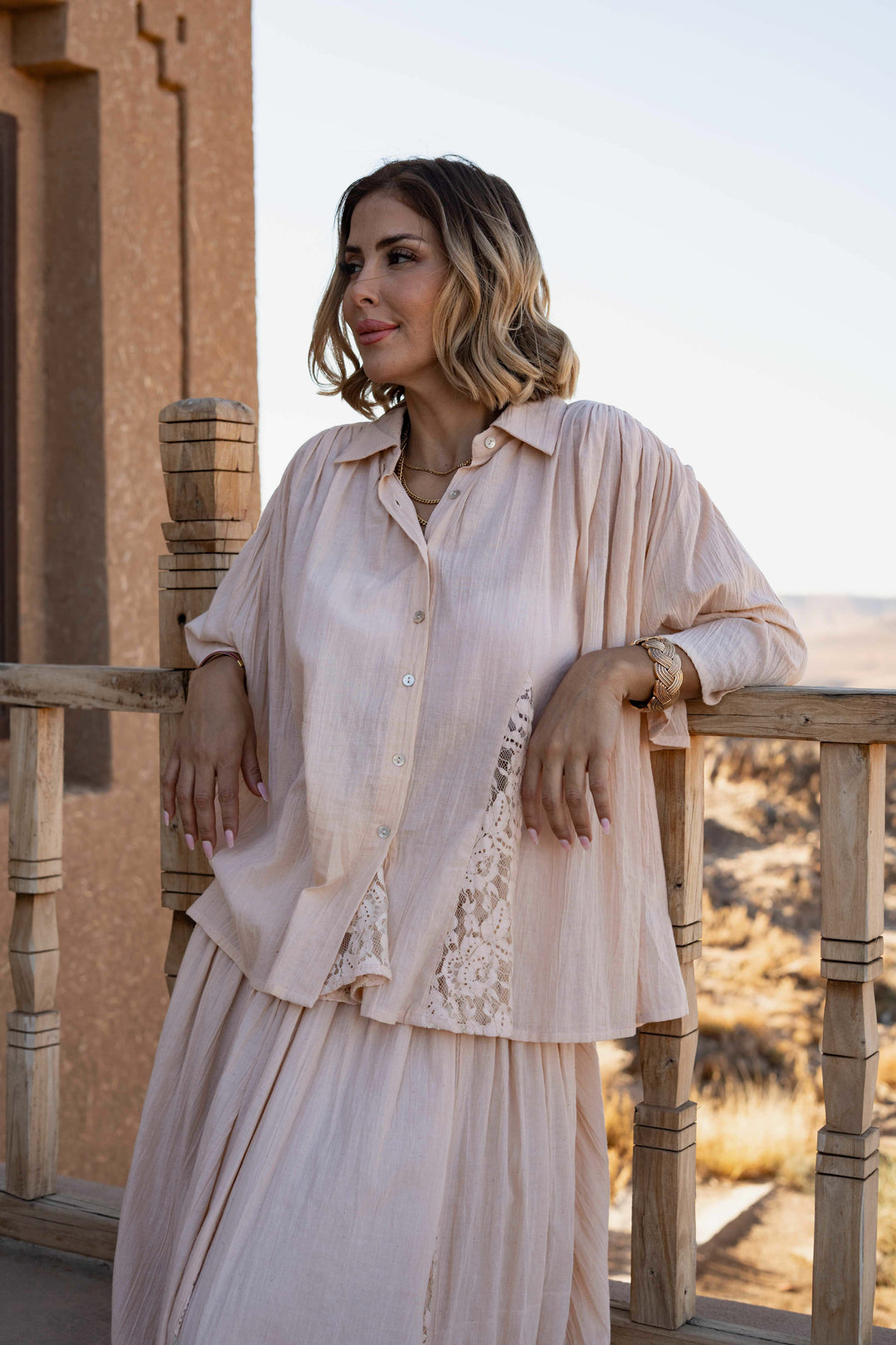 Blouse Ample Détails Dentelle Nana - Taille unique 36-48