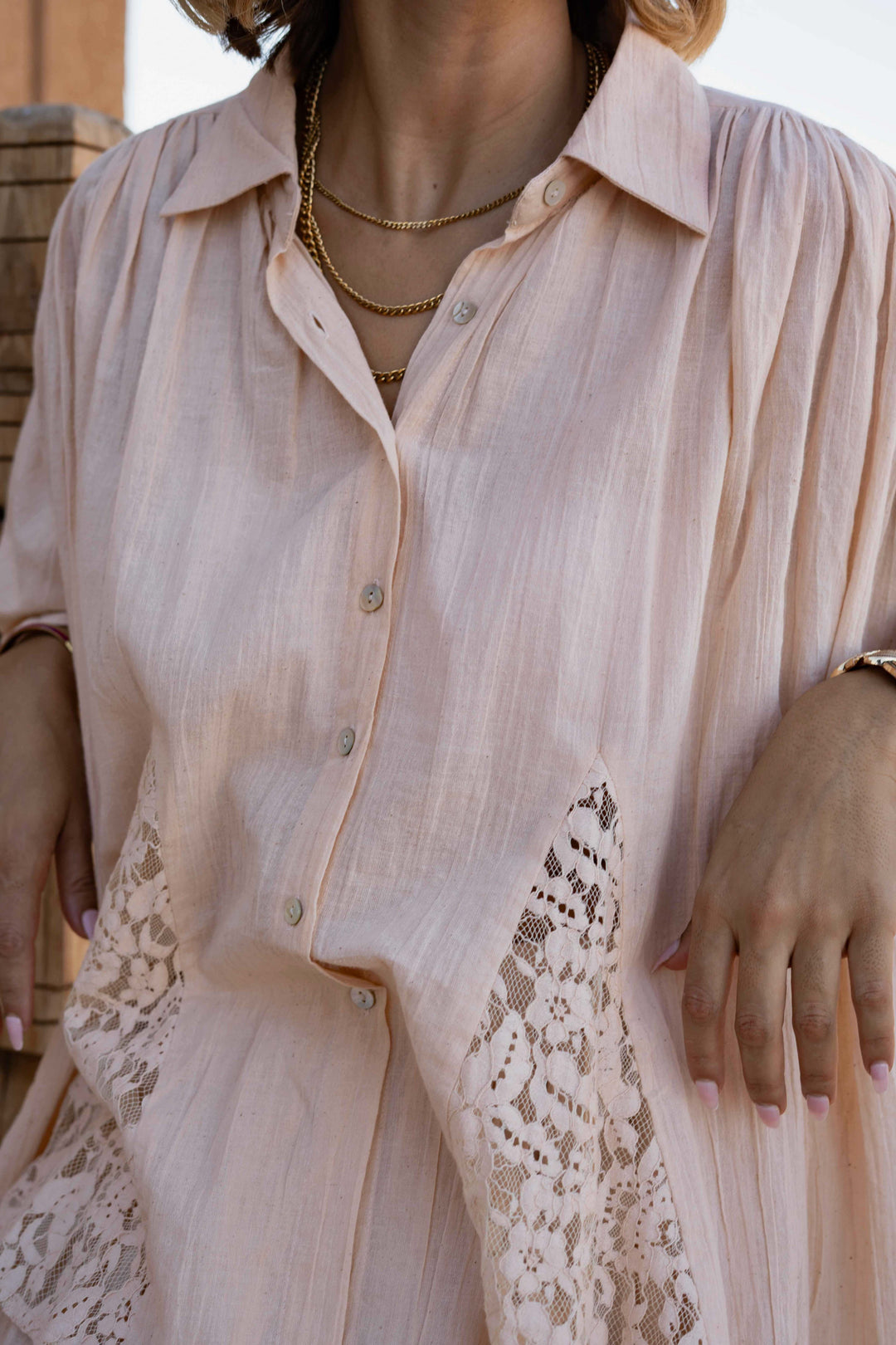 Blouse Ample Détails Dentelle Nana - Taille unique 36-48