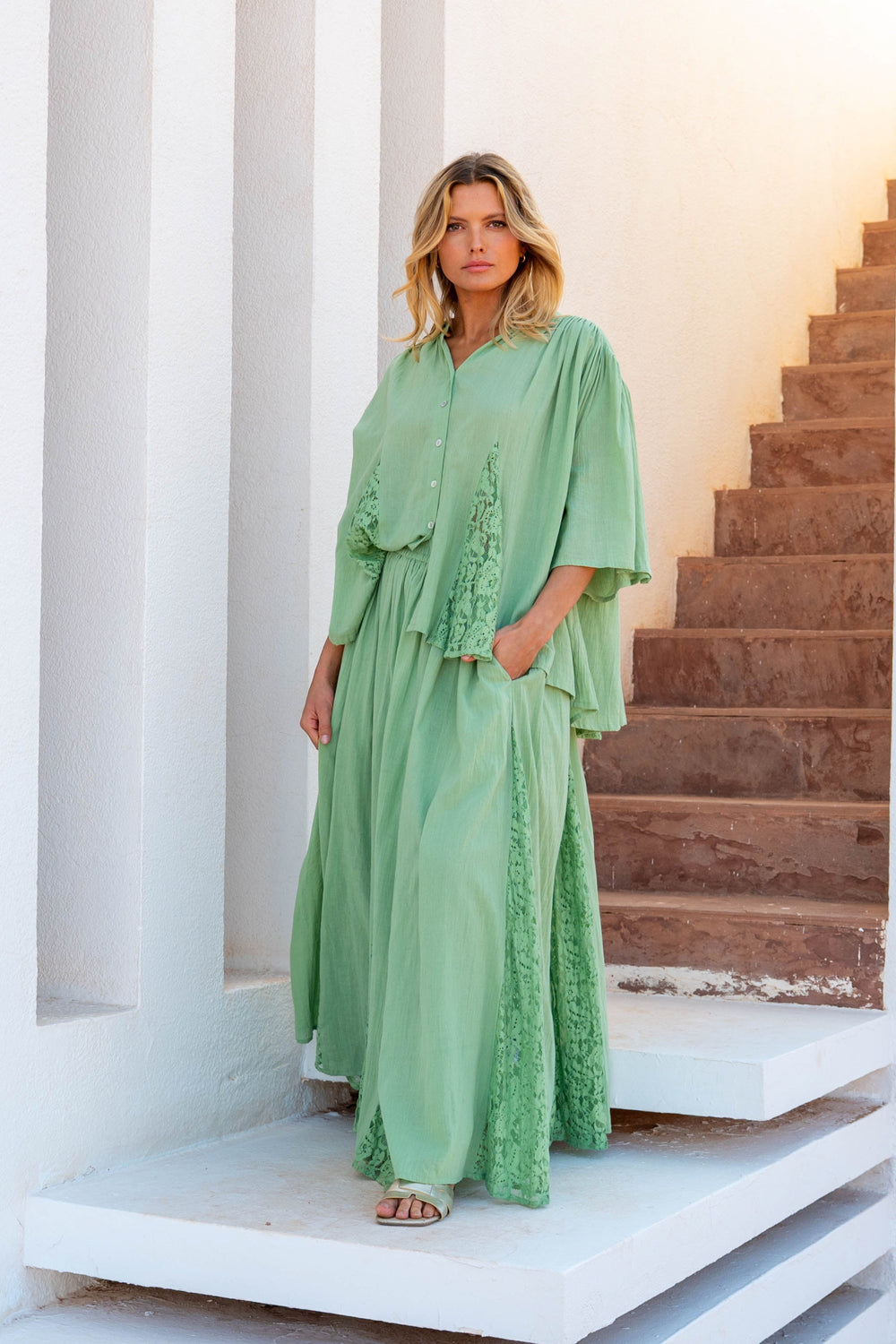 Blouse Ample Détails Dentelle Nana - Taille unique 36-48