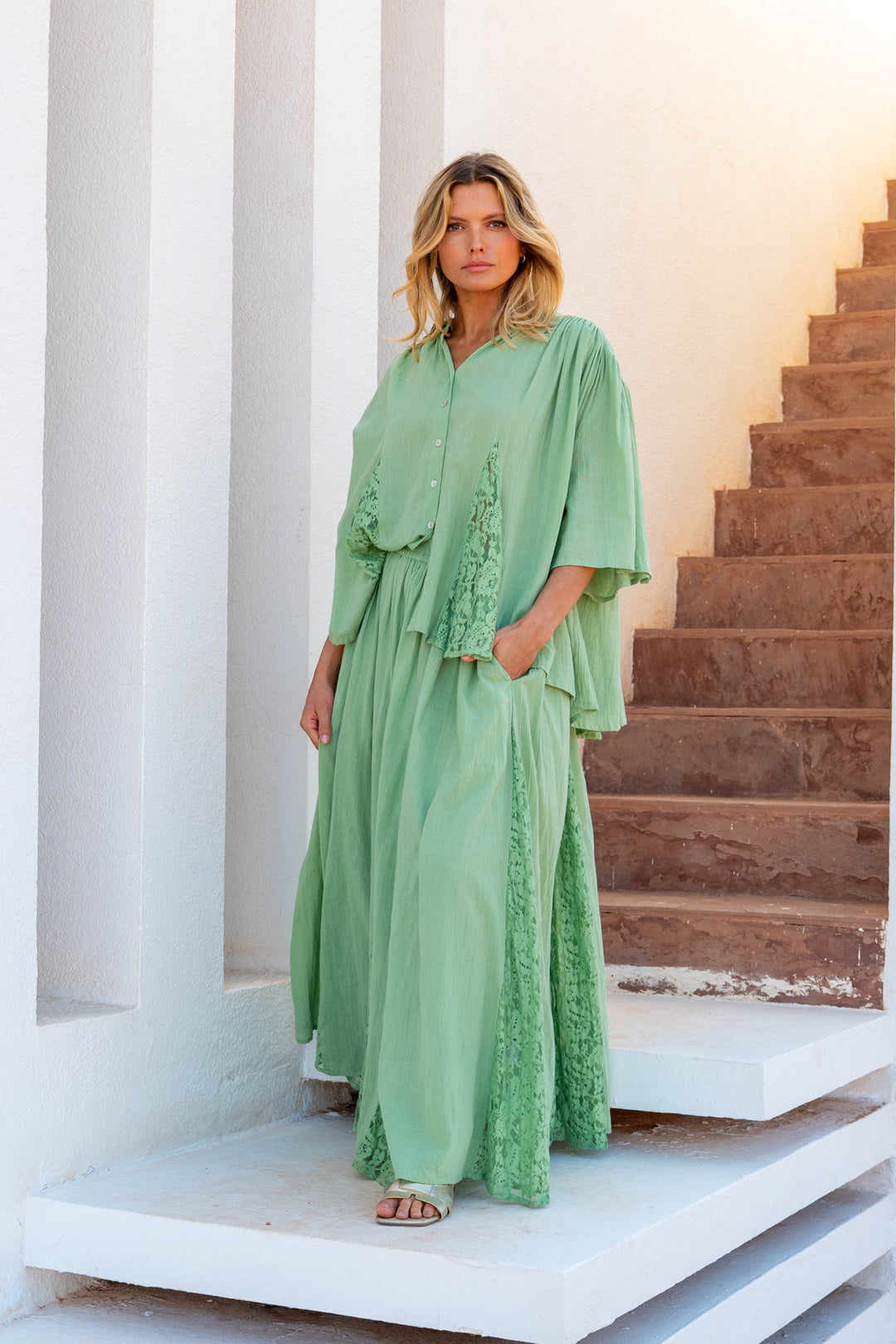 Blouse Ample Détails Dentelle Nana - Taille unique 36-48