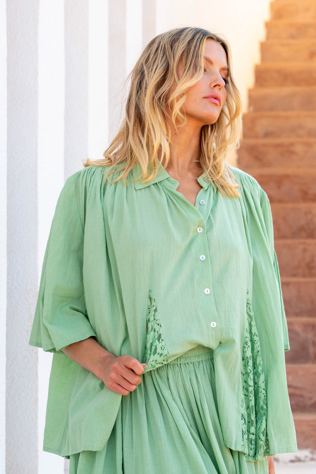 Blouse Ample Détails Dentelle Nana - Taille unique 36-48