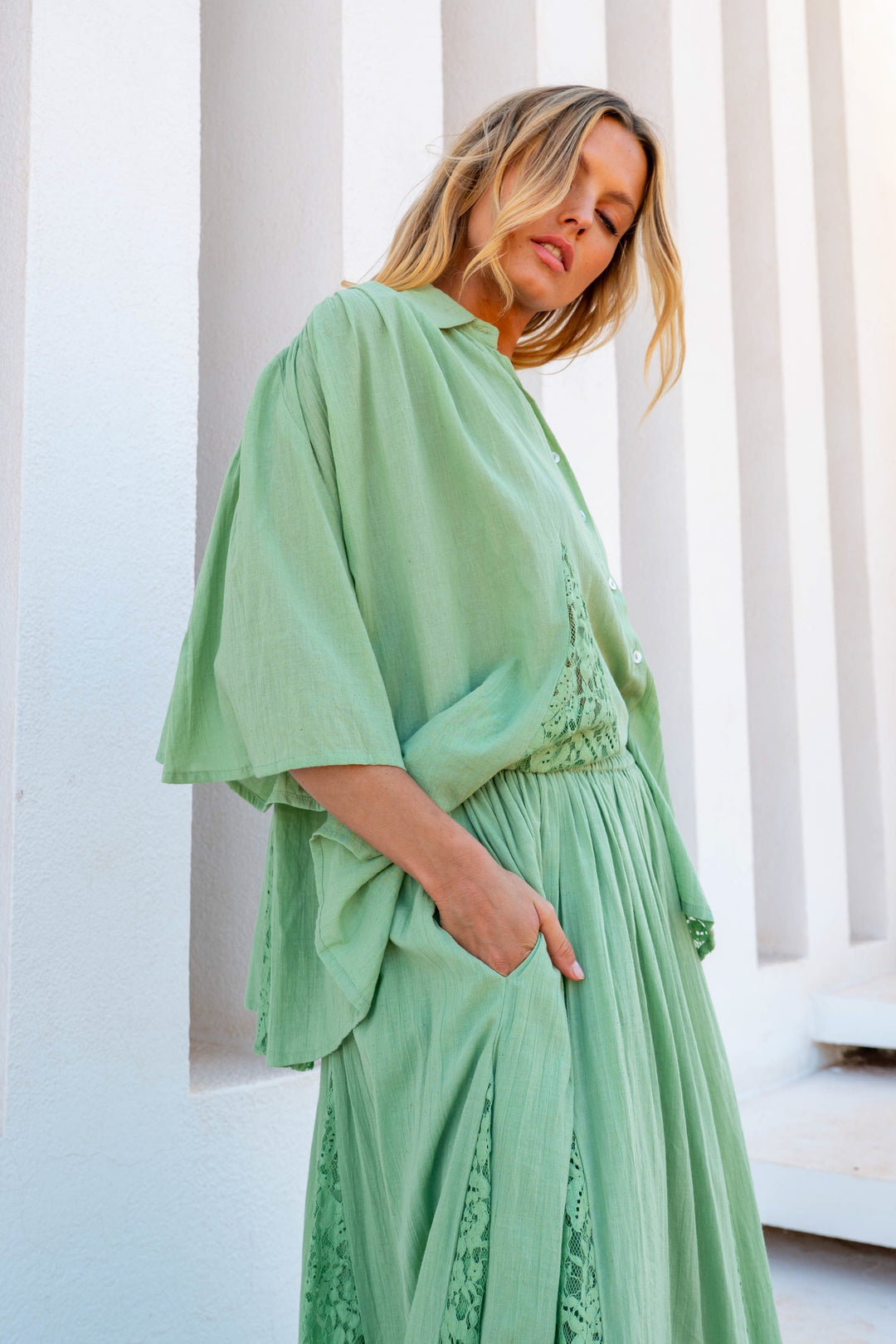 Blouse Ample Détails Dentelle Nana - Taille unique 36-48