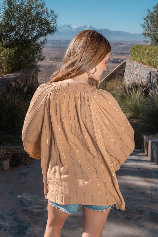 Blouse bohème brodée Mirna - Taille unique: 36 au 42