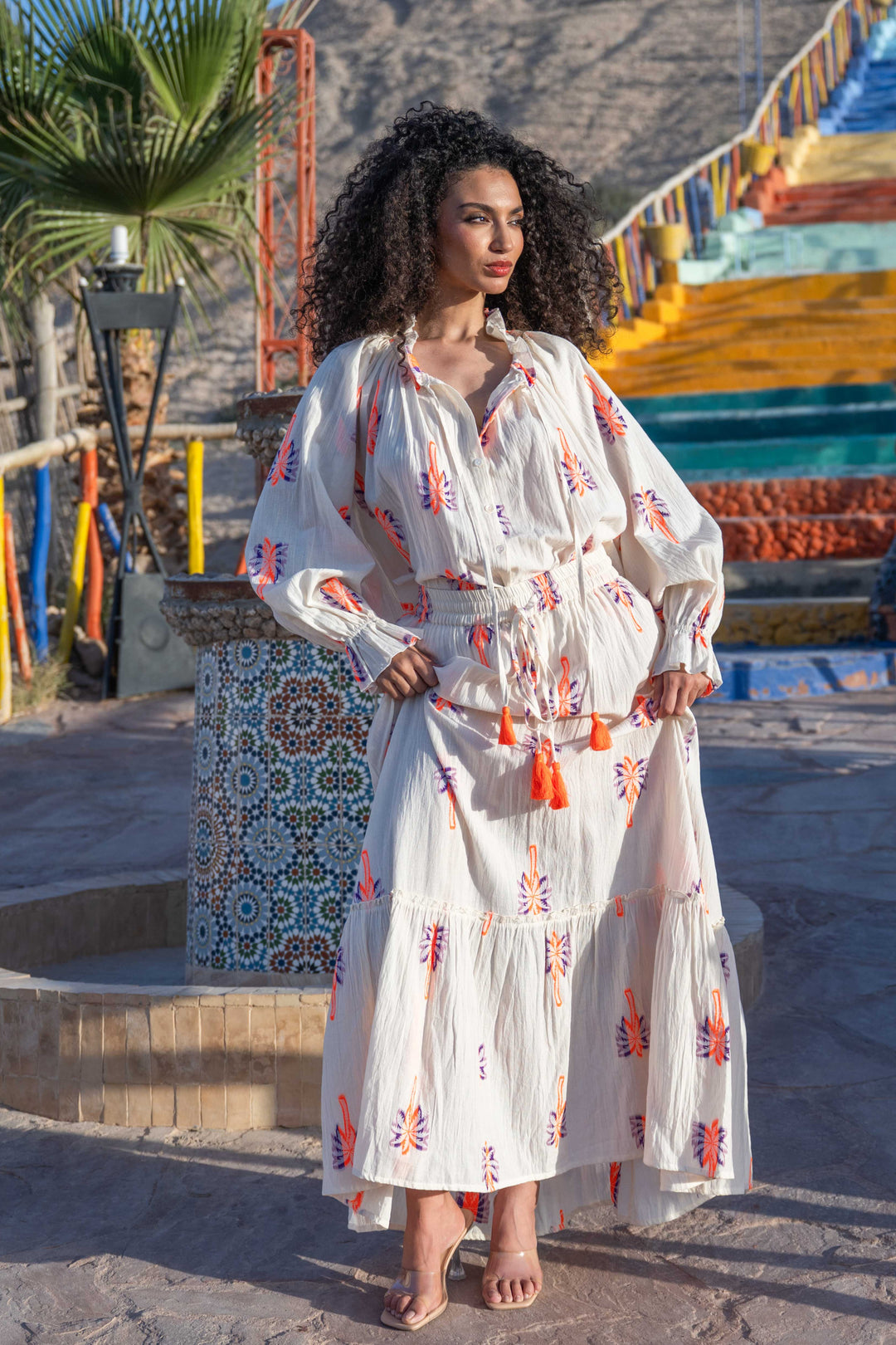 Blouse Bohème Brodée Nice - Taille unique / Ecru - Tops