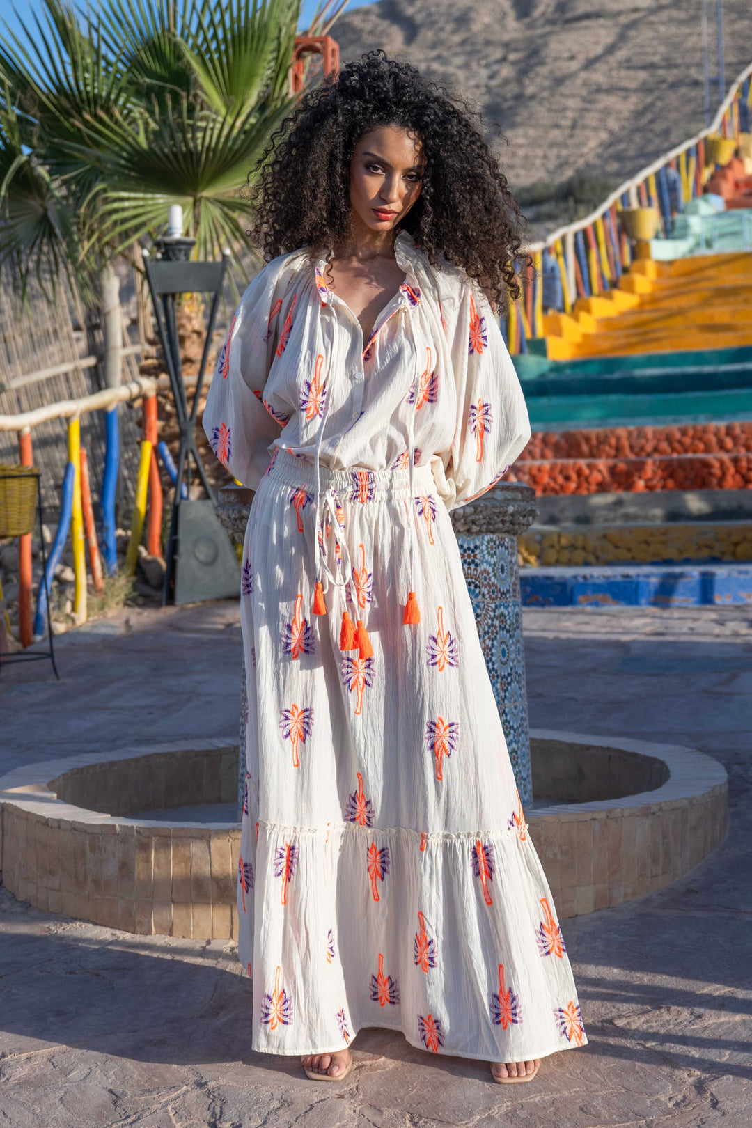 Blouse Bohème Brodée Nice - Taille unique / Ecru - Tops