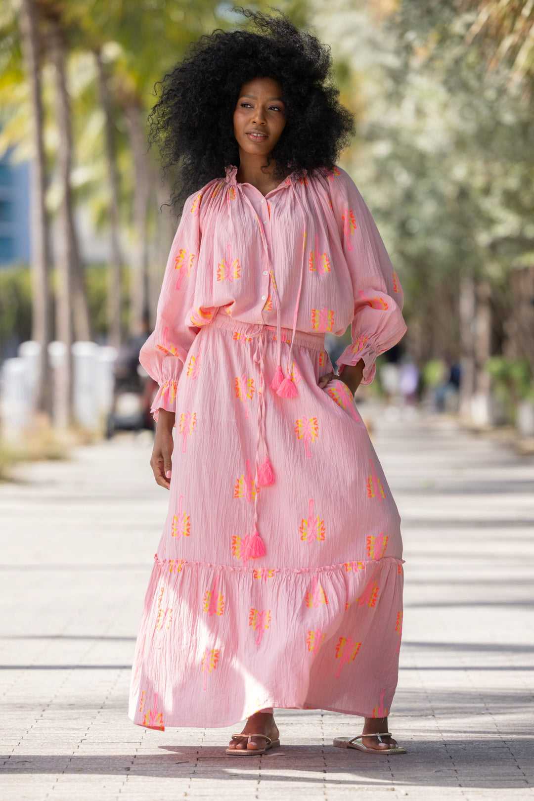 Blouse Bohème Brodée Nice - Taille unique / Rose - Tops