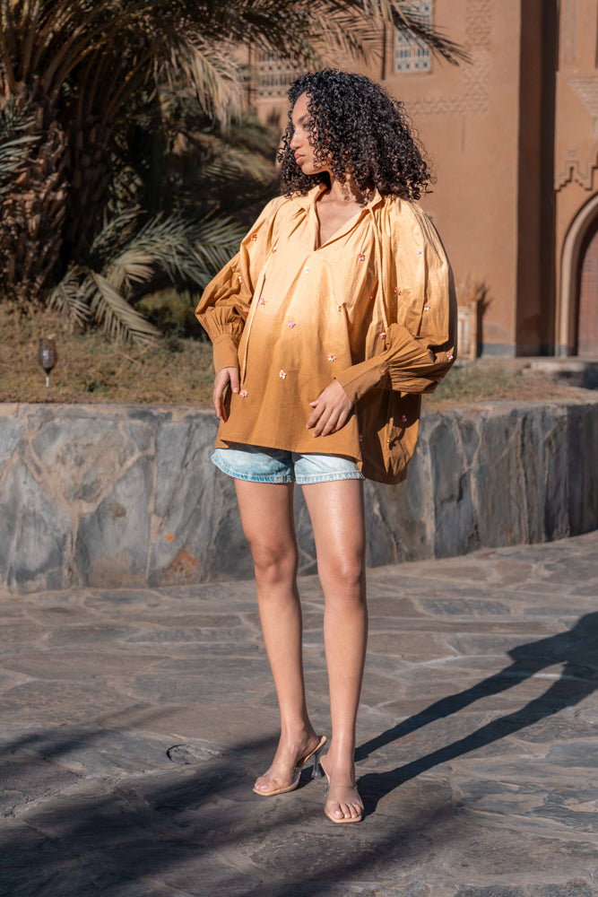 Blouse bohème brodée Romina - Taille unique: 36 au 42