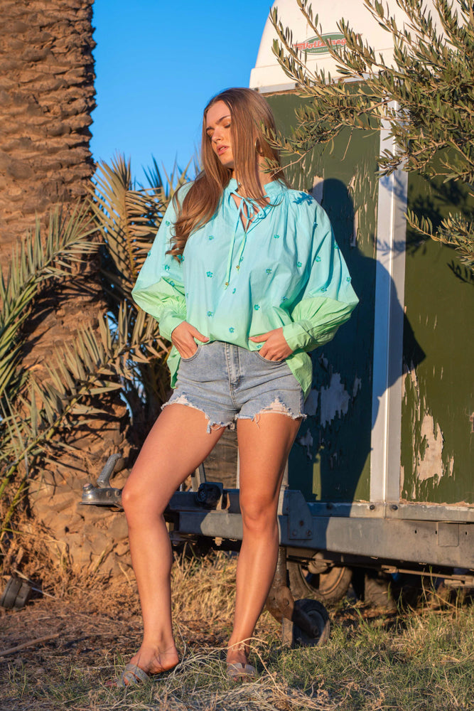 Blouse bohème brodée Romina - Taille unique: 36 au 42