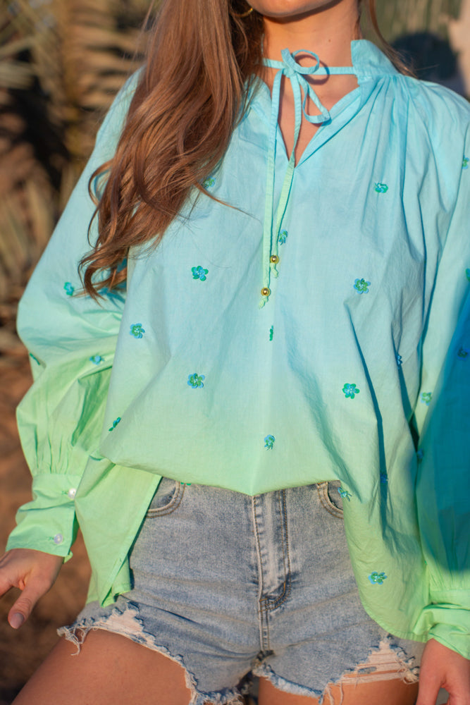 Blouse bohème brodée Romina - Taille unique: 36 au 42